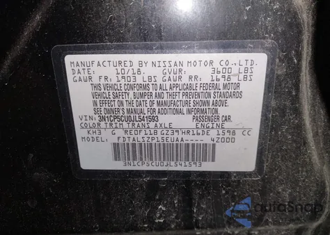 2018 Nissan Kicks Sv из США, поврежденный, VIN 3N1CP5CU0JL541593